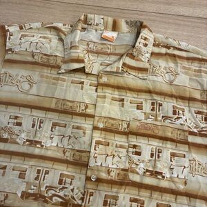 Vintage Y2K South Pole Men’s Train Graffiti All Over Print Button Up Size XL